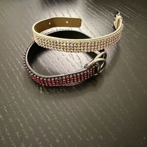 swarovski leather bracelet in black ruby and white crystals